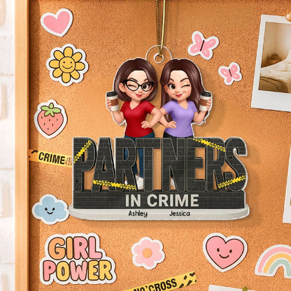 Personalized Partners In Crime Do Not Cross Besties Sisters Acrylic Ornament