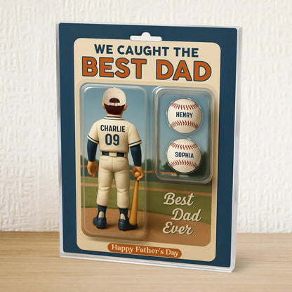 We Caught The Best Dad Grandpa Cartoon Baseball Lover Toy Box Figure Style Personalized Acrylic Block Plaque