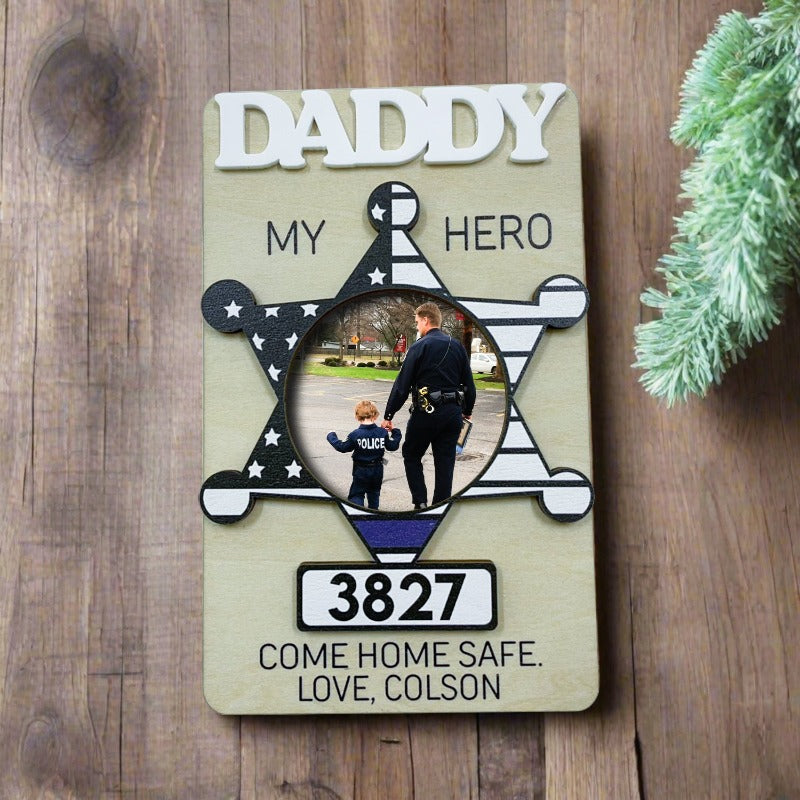 Personalized Police Officer Photo Visor Clip Gift For Police Dad, Father's Day Gift