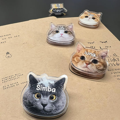 Custom Pet Photo Clip – Acrylic Personalized Binder Clip for Notes, Files, Books, Cute Gift for Readers, Book Lovers Gift