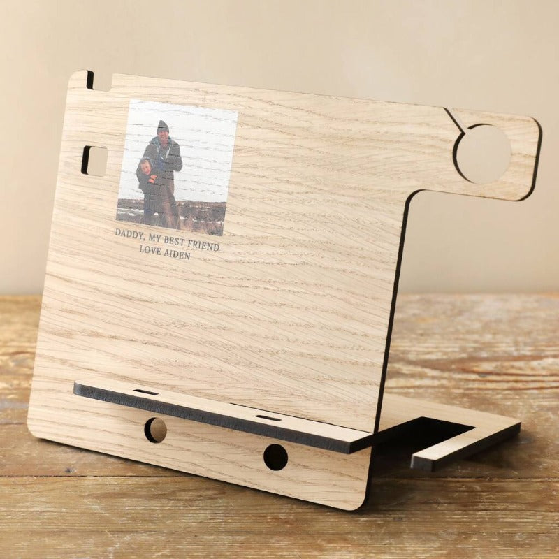 Personalized Wooden Accessory Stand With Photo, Father's Day Gift