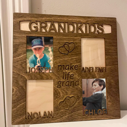 Personalized Grandchildren Make Life Grand Picture Frame, Mother's Day Gift For Grandma Idea, Kids Photo Keepsake