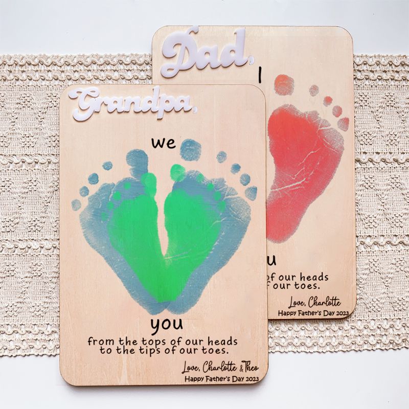 Personalized DIY "We Love You" Footprint Sign, Father's Day Gift