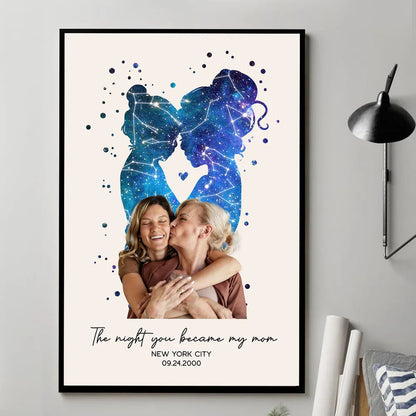 Mother Daughter The Day You Became My Mom Personalizede Poster, Custom Star Map, Capture the Precious Moment, Mother's Day Gift, Constellation Print, Real Astronomical Data