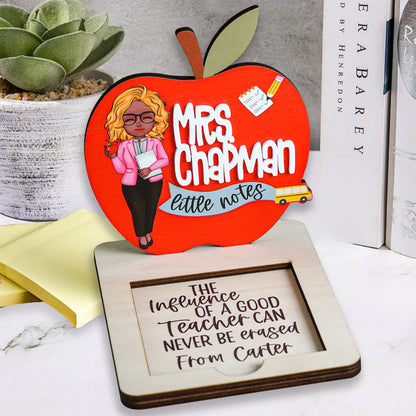 Personalized Teacher Apple Sticky Note Holder, End Of School Year Gift For Teacher, Teacher Appreaciation, Office Decor