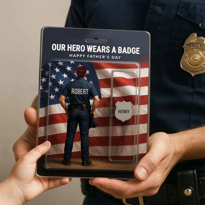 Custom Figure My Hero Wears A Badge With Kids' Names Personalized Acrylic Block Plaque, Perfect 2025 Father's Day Gift For Him, For Dad