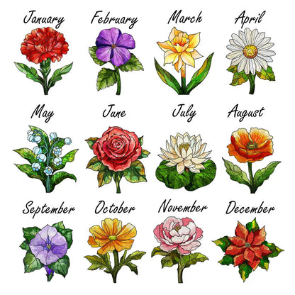 Birth Flower With Name Suncatcher Ornament, Birth Month Flower Acrylic Window Hanging, Birth Flower Memorial Gift, Mothers Day Gift For Mom