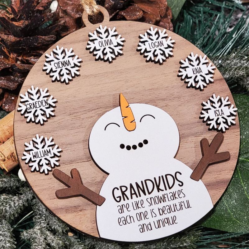 Personalized Grandchild Snowman Family Ornament, Christmas Gift For Family