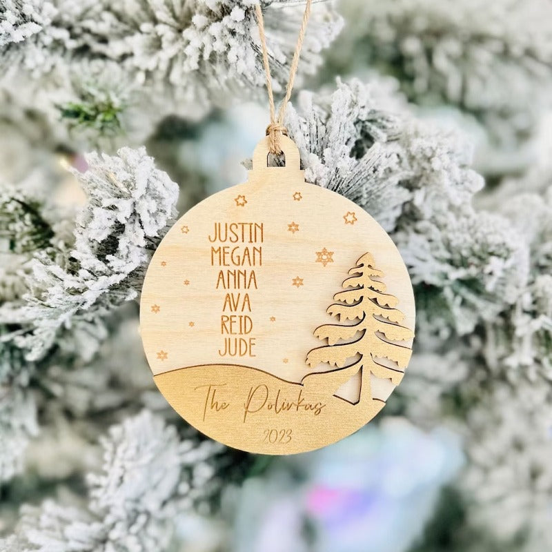 Personalized Family Name Tree Ornament, Family Christmas Ornament