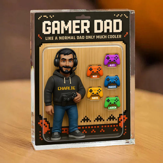 Gamer Dad Cooler Custom Action Figure Personalized Acrylic Block Plaque, Father's Day gift for Gamer Dad