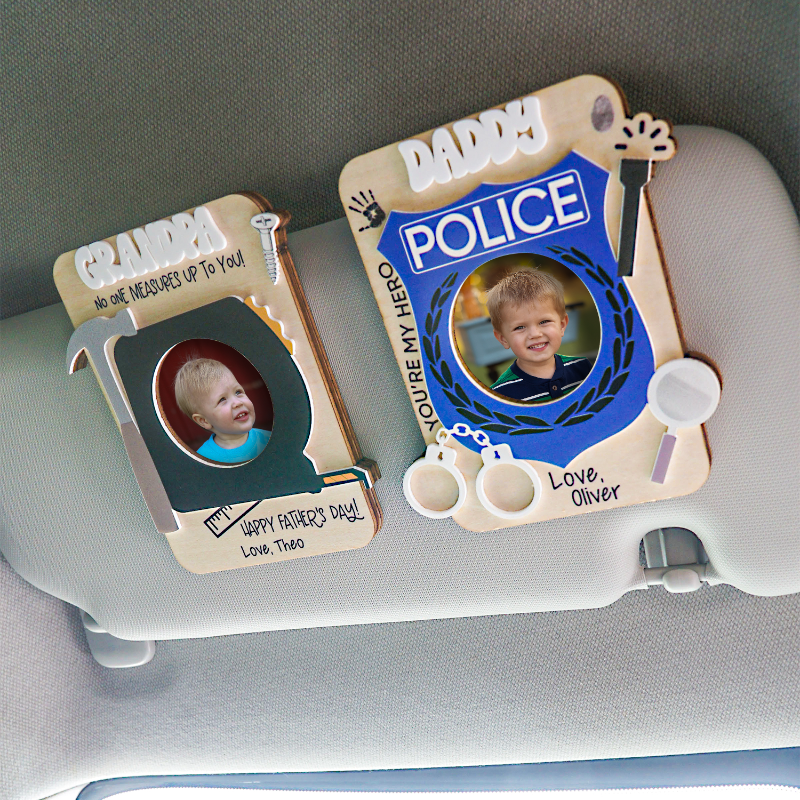 Personalized Public Safety Professional Dad Photo Holder Car Visor Clip, Father's Day Gift