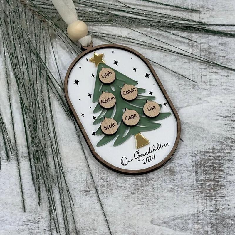 Personalized Family Tree Oval Ornament, Christmas Family Keepsake Ornament