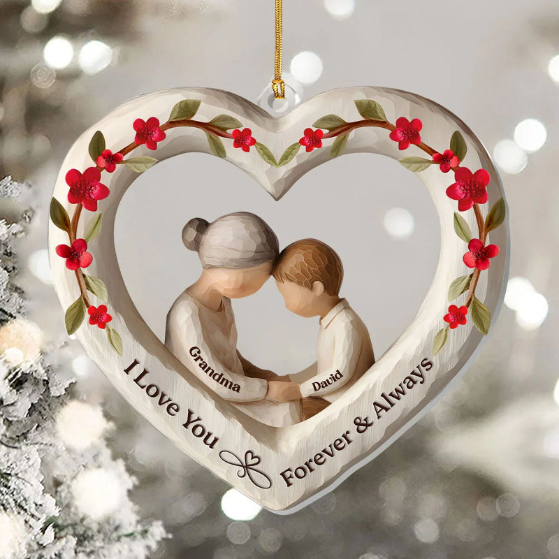 Personalized I Love You Forever And Always Acrylic Ornament, Unique Christmas Gift for Grandma