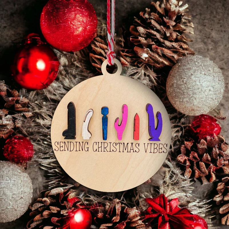 Sending Christmas Vibes Ornament, Funny Gift, Gag Gift For Friend & Family