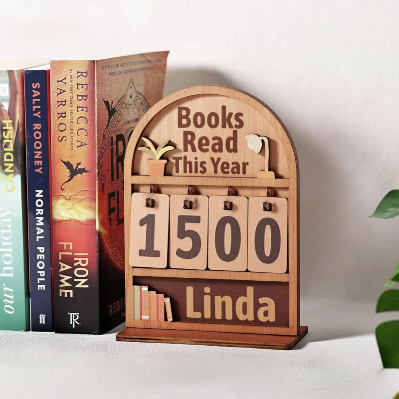 (4 Digits Only) Personalized Books Read This Year Counter Mini Plaque With Flat Base, Gift for Readers, Book Lovers Gift, Bookshelf Decor