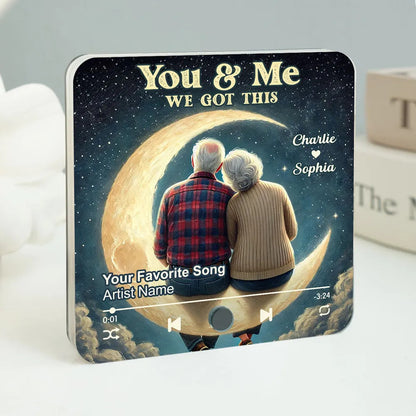 Old Couple Love To The Moon And Back Personalized Music Fridge Magnet, Valentine's Gift For Her, Gift For Him