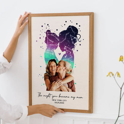 Mother Daughter The Day You Became My Mom Personalizede Poster, Custom Star Map, Capture the Precious Moment, Mother's Day Gift, Constellation Print, Real Astronomical Data