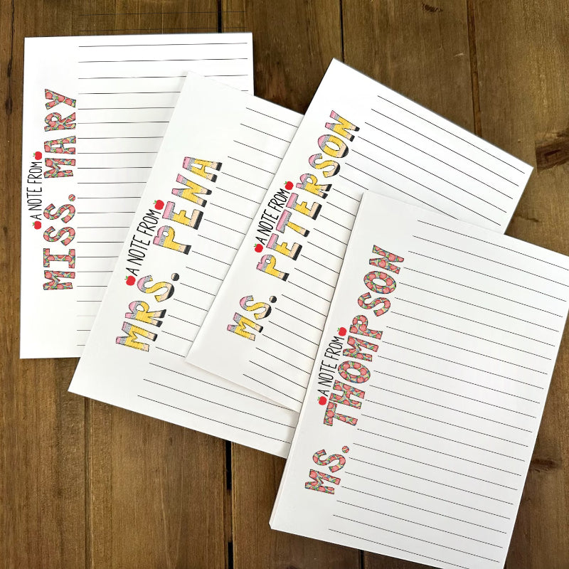 Personalized Name Teacher Notepad, Appreciation Gift For Teacher