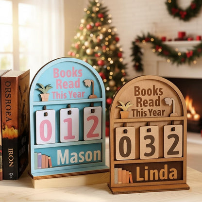 Personalized Books Read This Year Counter Mini Plaque With Flat Base, Christmas Gift for Readers, Book Lovers Gift, Holiday Bookshelf Decor