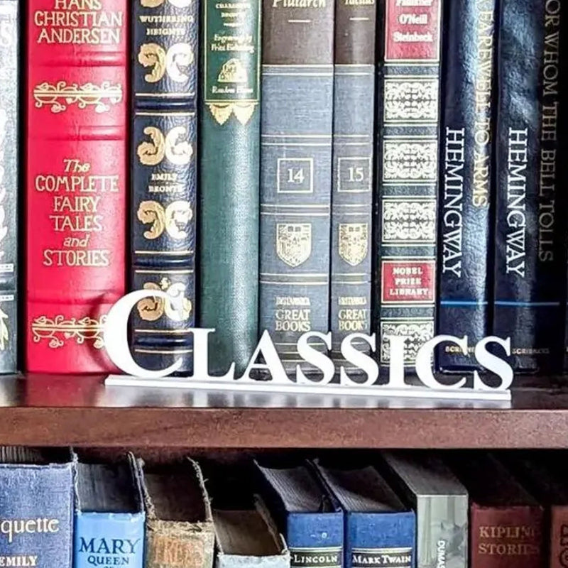 Bookshelf Labels White Acrylic Plaque With Flat Base Add On