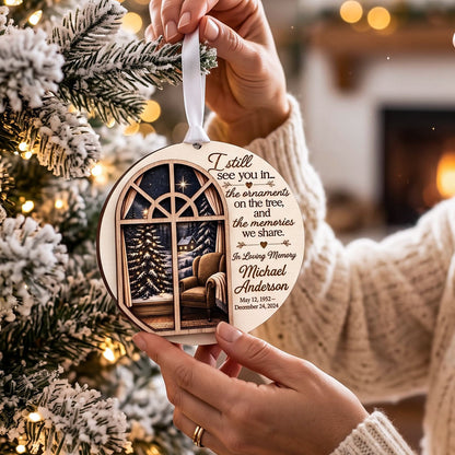 Personalized Christmas Memorial Window Wooden Ornament, In Loving Memory Ornament, Remembrance Christmas Gift, Memorial Keepsake