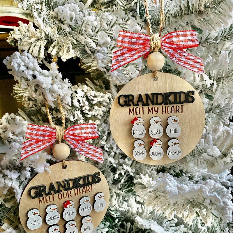 Personalized Grandkids Melt My Heart Christmas Ornament