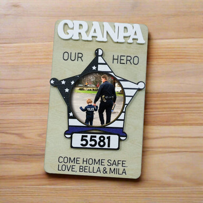 Personalized Police Officer Photo Visor Clip Gift For Police Dad, Father's Day Gift