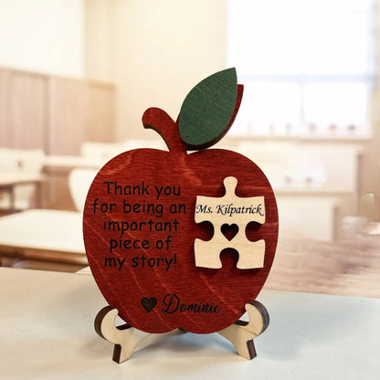 Personalized Teacher Apple Puzzle Sign, End of Year Gift Idea