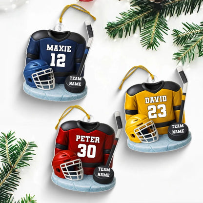 Hockey Kit - Personalized Acrylic Ornament - Christmas Gift For Son, Grandson, Boyfriend