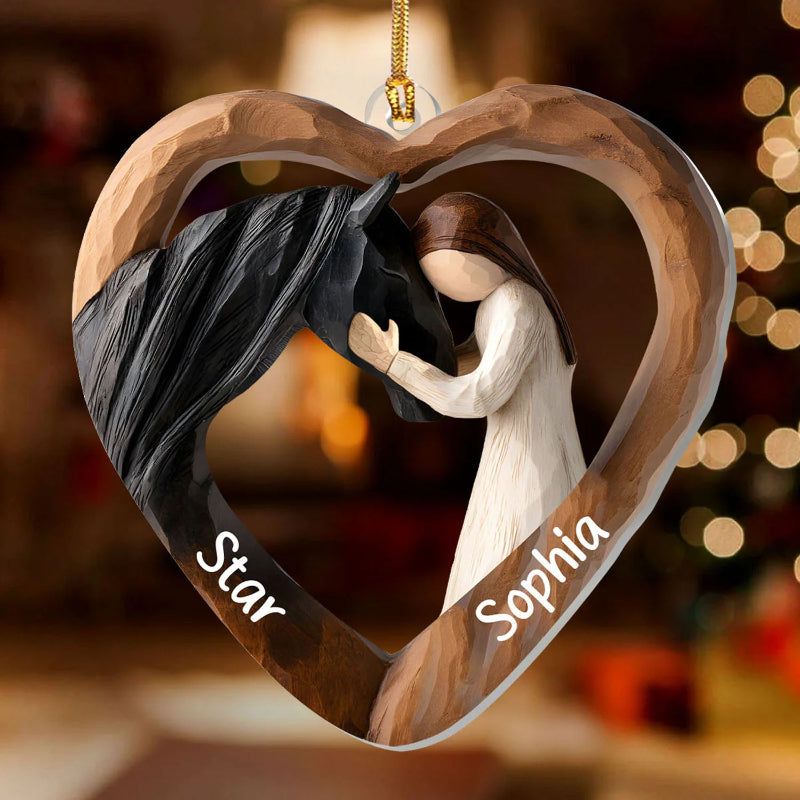 Personalized Equestrian Bond Between Boy Or Girl With Horse Acrylic Ornament, Christmas Gifts For Horse Lovers