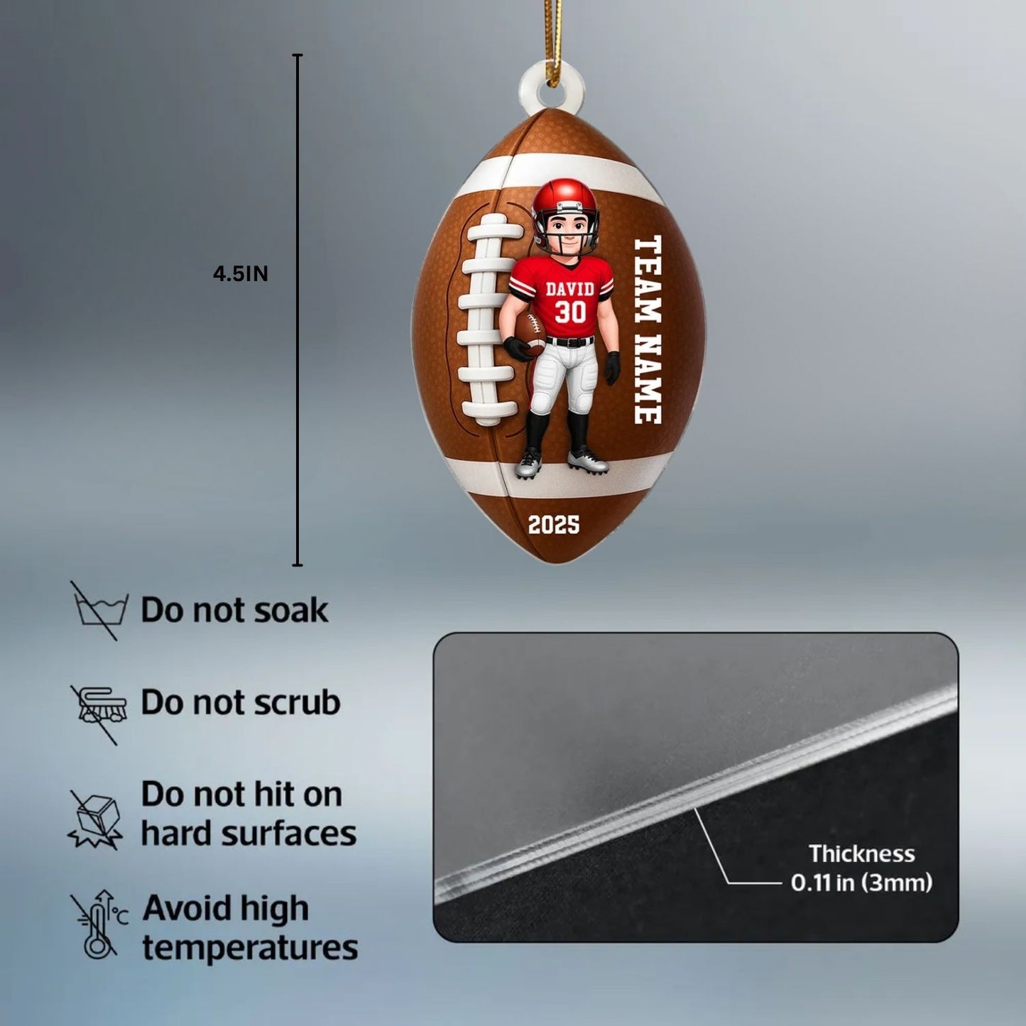 Football Player - Personalized Acrylic Ornament - Christmas Gift For Teen Boy, Son, Grandson