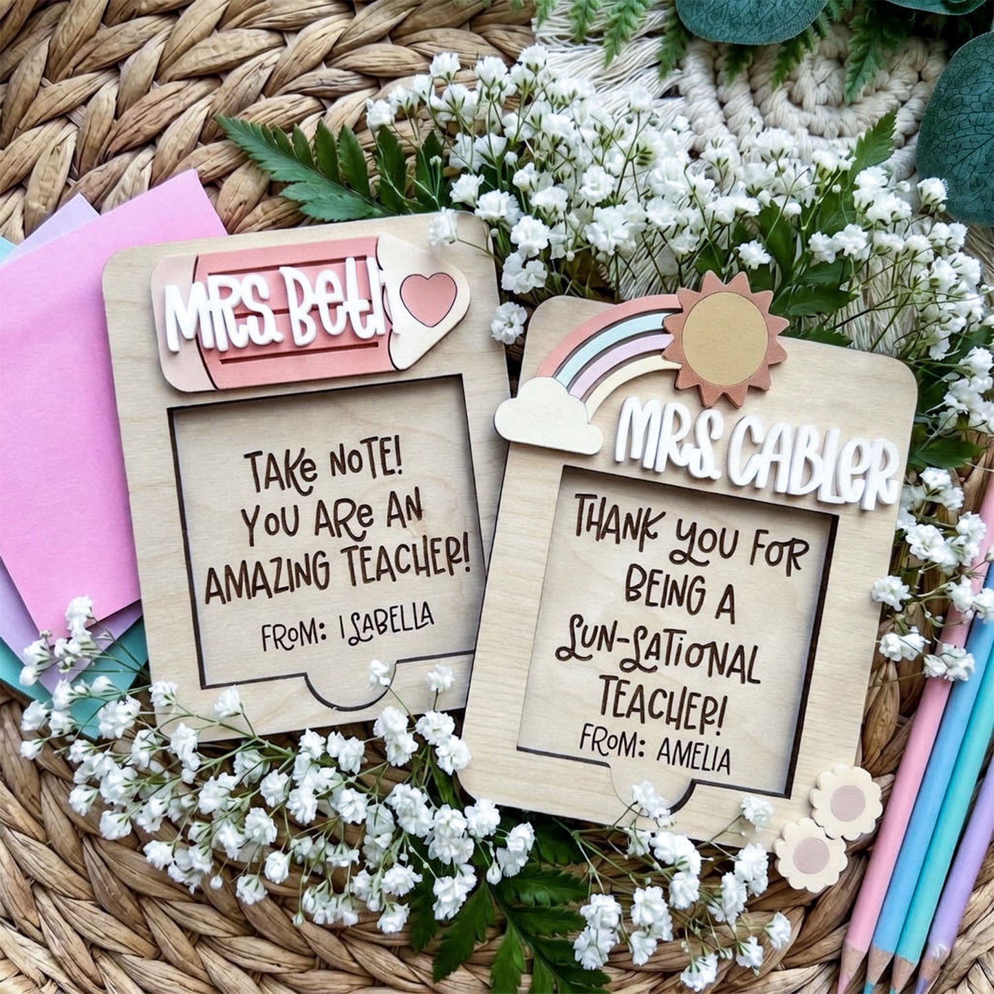 Personalized Sticky Note Holder for Teacher Appreciation Gift, End Of School Year Gift, Christmas Gift For Teacher
