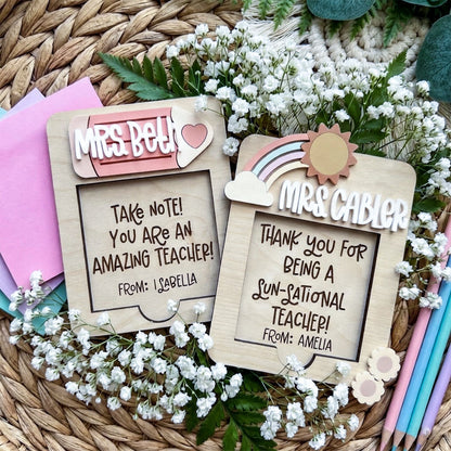 Personalized Sticky Note Holder for Teacher Appreciation Gift, End Of School Year Gift, Christmas Gift For Teacher