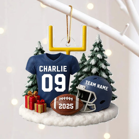 Proud American Football Player Uniform - Personalized Acrylic Ornament - Gift For Football Lovers