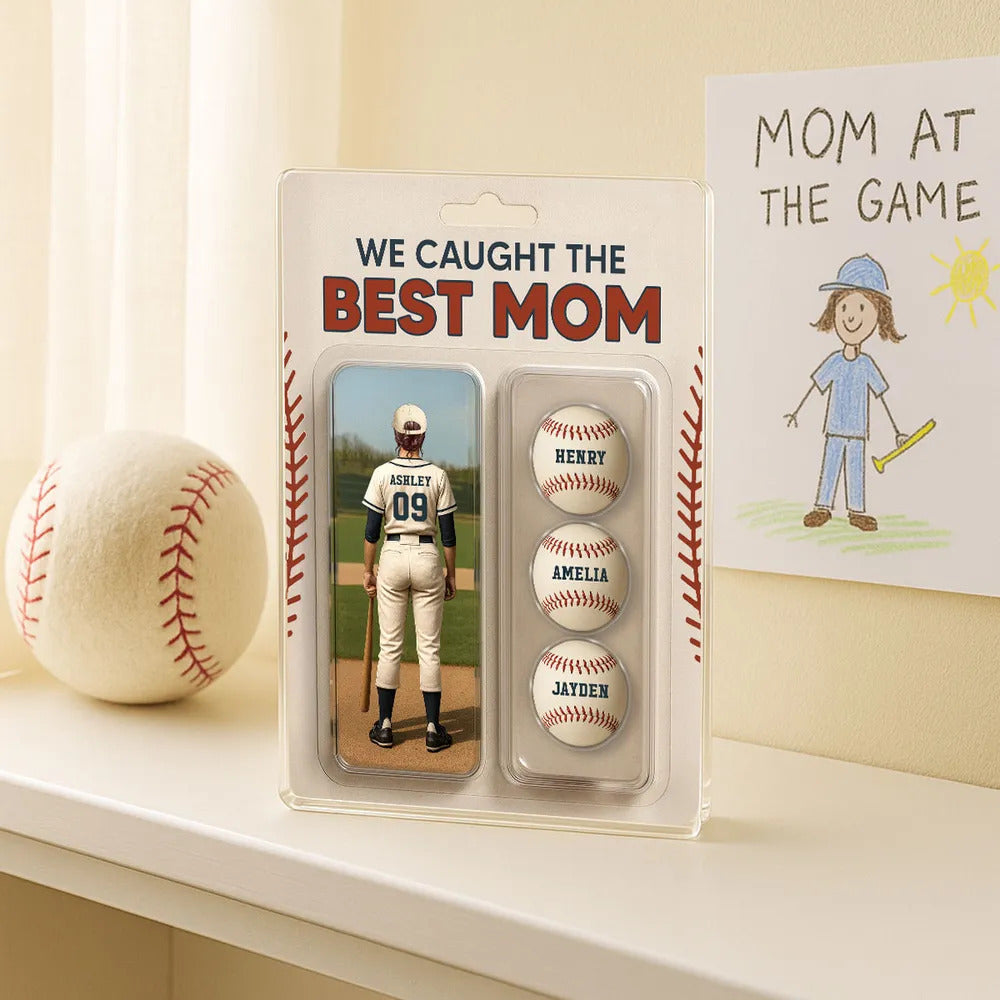 We Caught The Best Mom Baseball Lover Toy Box Figure Style Personalized Acrylic Block Plaque