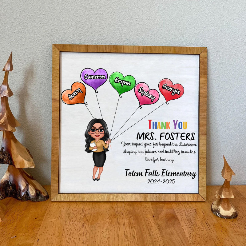 Personalized Teacher Appreciation Heart Balloon Sign, Heartwarming Gift for Educators, Teacher Appreaciation Gift