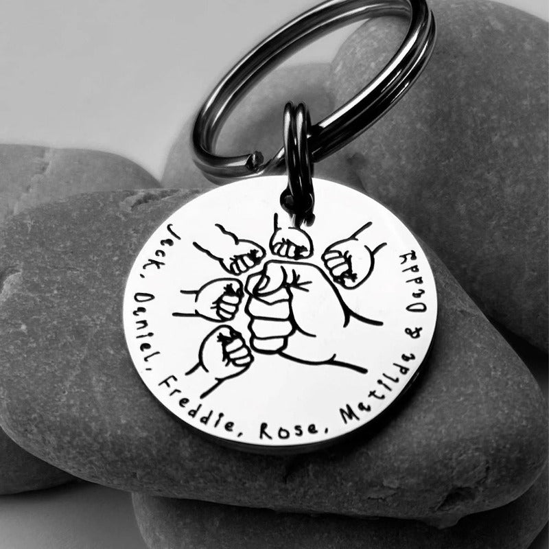 Personalized Fist Bump Stainless Keychain, Father's Day Gift