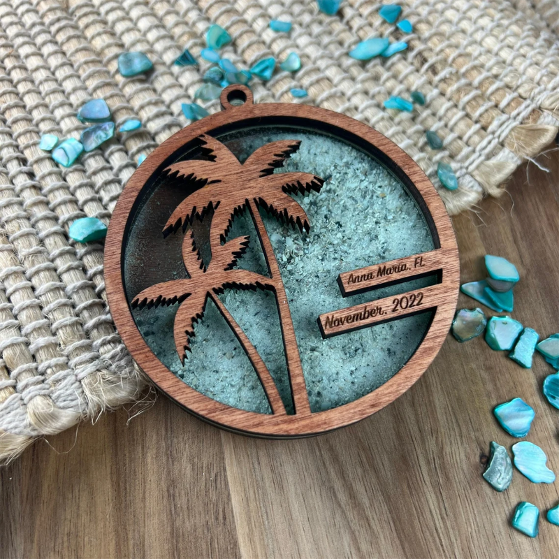 Personalized Beach Sand Jar Ornament, Christmas Family Vacation Keepsake Ornament