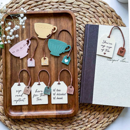 Personalized Teacup and Tea Bag Bookmark, Mother's Day Gift for Book Lovers, Custom Bookish Keepsake for Mom