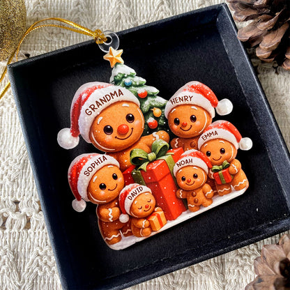 Personalized Gingerbread Family Acrylic Ornament, Christmas Ornament Gift