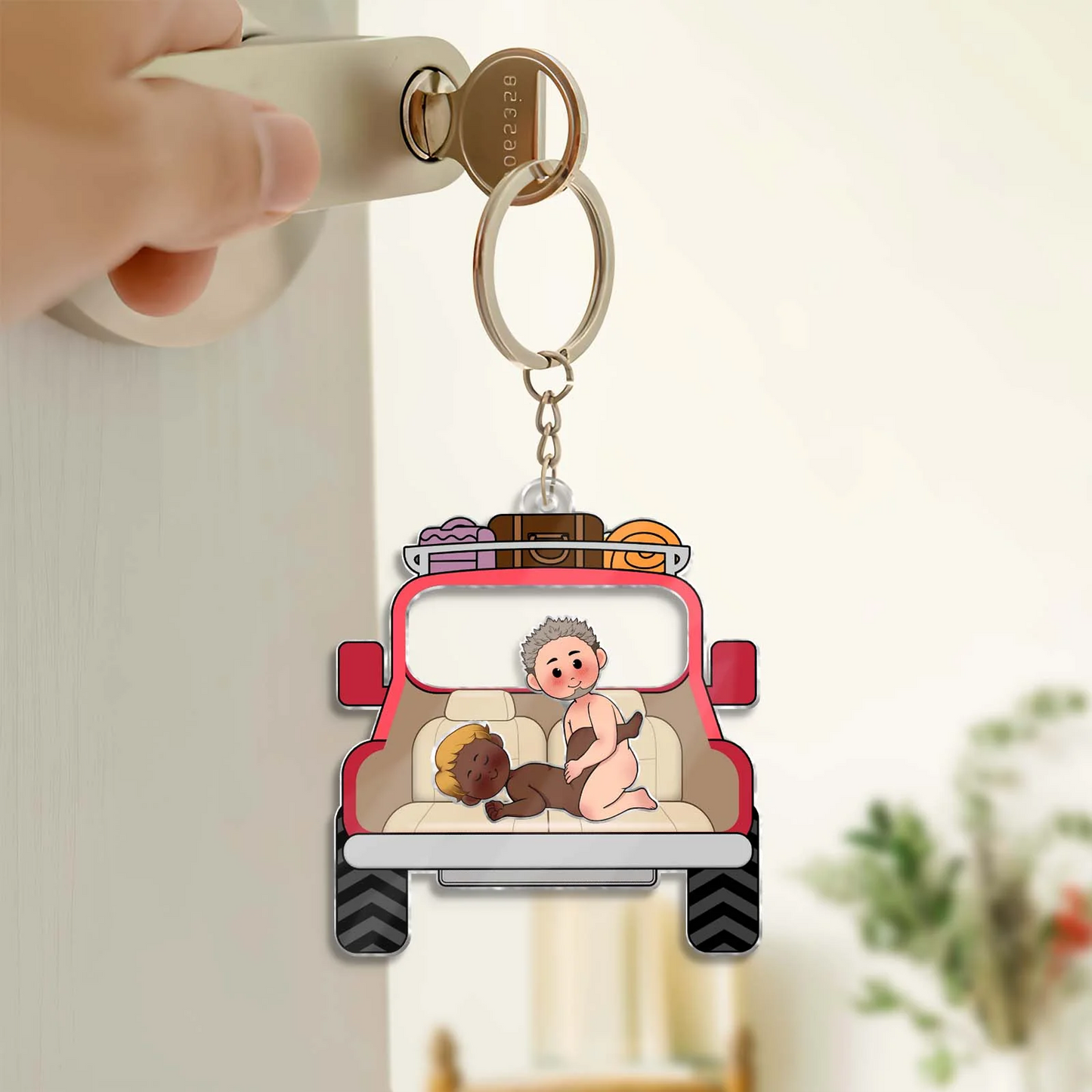 Personalized Love Journey Of Ours Safari Jeep Shaking Keychain, Funny Gift For Couple, For Him, For Her, Boyfriend, Girlfriend, Husband, Wife