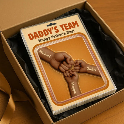 Daddy Team Fist Bump Custom Figure Personalized Acrylic Block Plaque, Father's Day gift