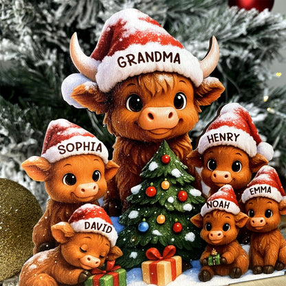 Grandma's Herd Cow Family Standing Wooden Plaque, Personalized Christmas Standing Wooden Plaque
