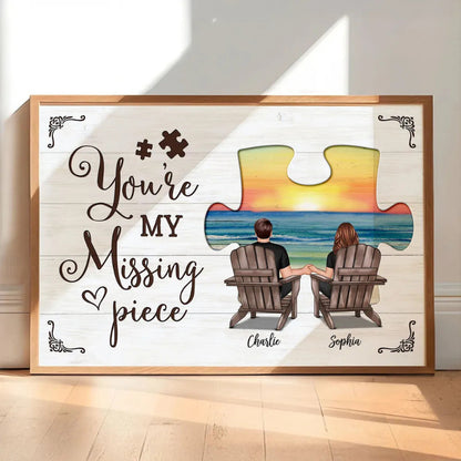 My Missing Piece Couple Beach Landscape Personalized Poster, Gift For Couples, For Him, For Her