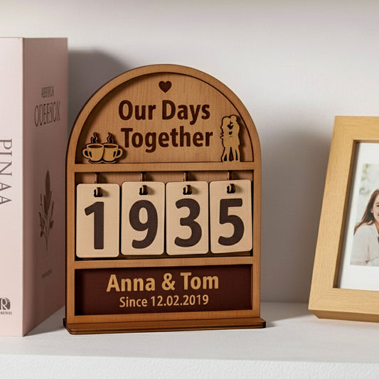 Personalized Count The Days Been Togeter Tracker Plaque With Flat Base, Shelf Decoration, Gifts For Couple