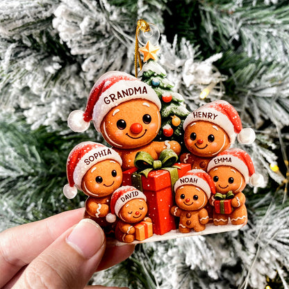 Personalized Gingerbread Family Acrylic Ornament, Christmas Ornament Gift