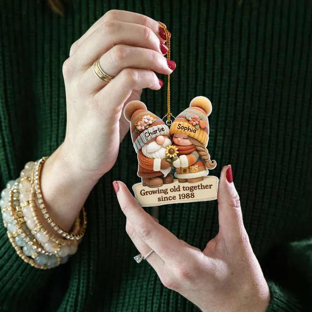 Gnome Couple Growing Old Together Personalized Acrylic Ornament, Couple Christmas Gift, Anniversary Gift for him for her