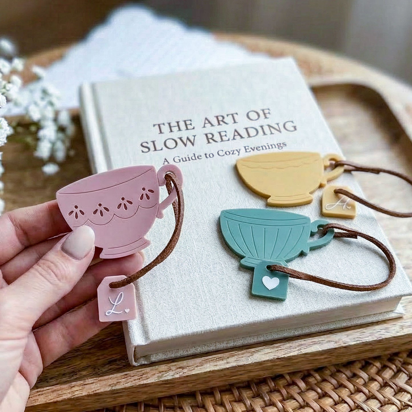 Personalized Teacup and Tea Bag Bookmark, Mother's Day Gift for Book Lovers, Custom Bookish Keepsake for Mom