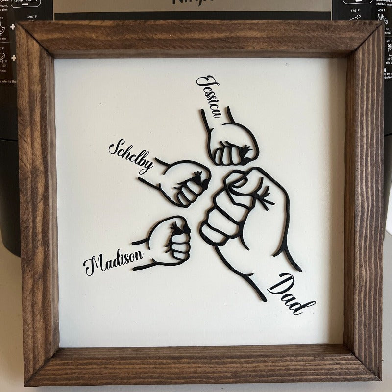 Personalized Fist Bump Dad and Kids Framed Sign, Father's Day Gift