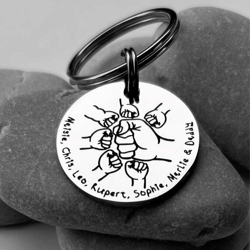Personalized Fist Bump Stainless Keychain, Father's Day Gift